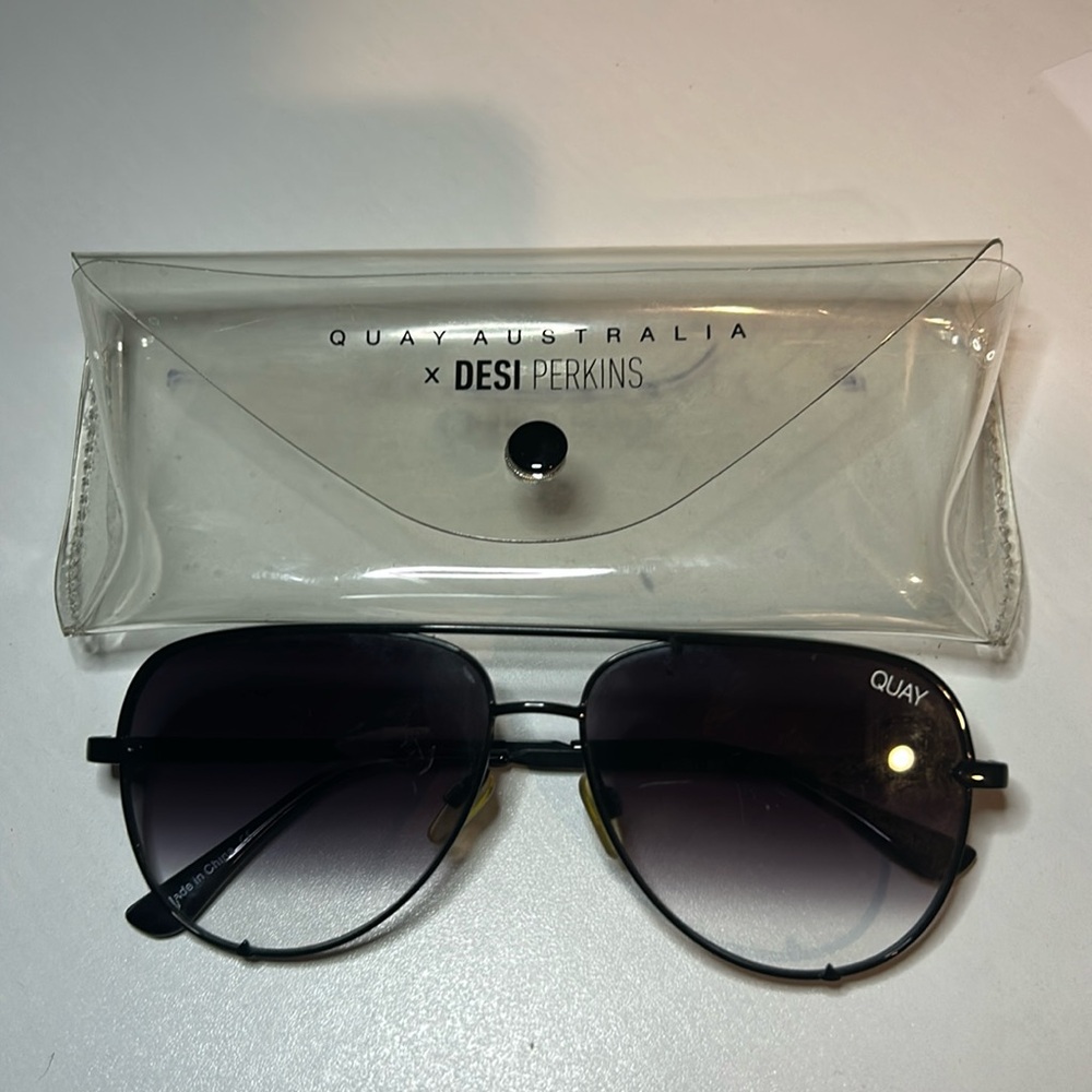 Desi Perkins x Quay Australia high key mini gradient black aviator sunglasses
